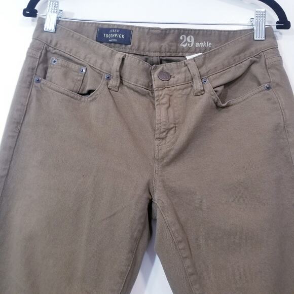 J. Crew Olive Green Toothpick Ankle Low Rise Jeans - Picture 12 of 13